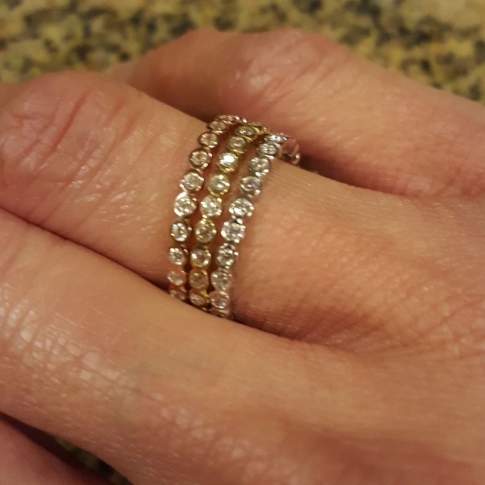 NWT 3 Tones 925 SS Stackable Eternity Rings - Picture 1 of 4